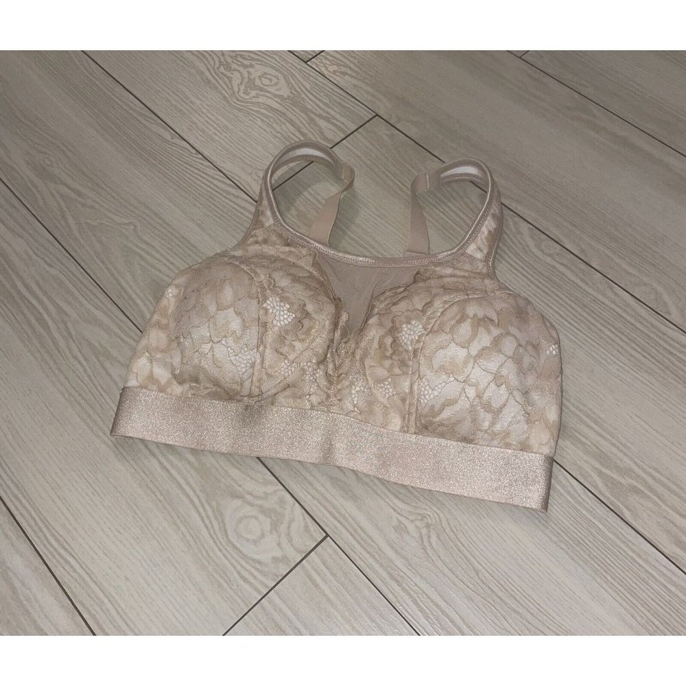 Breezies A382551 Lace Overlay Bralette Lined Wire Free Womens S Small Beige - Picture 1 of 7